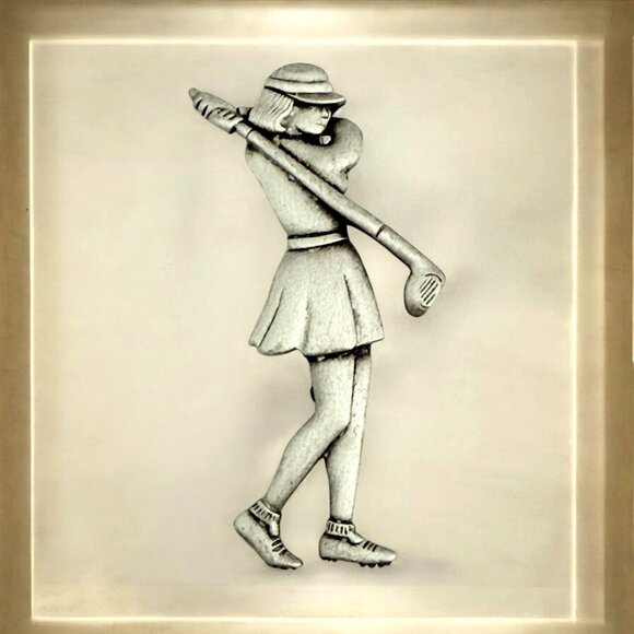 Vintage JJ (Jonette Jewelry) Retro Golfing Woman Brooch/Pin - Circa 1980s - Picture 6 of 6